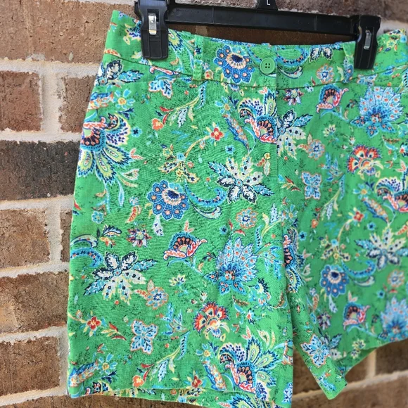Talbots Green Floral Linen Blend Shorts Women’s Size 4 High Rise Summer - Picture 3 of 10